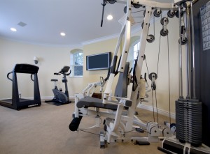 home gym on concrete floor