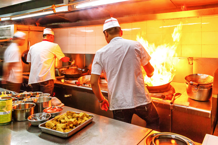 Commercial Kitchen In Use